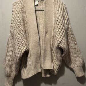 Chunky Open-Front H&M Cream Knit Cardigan Sweater